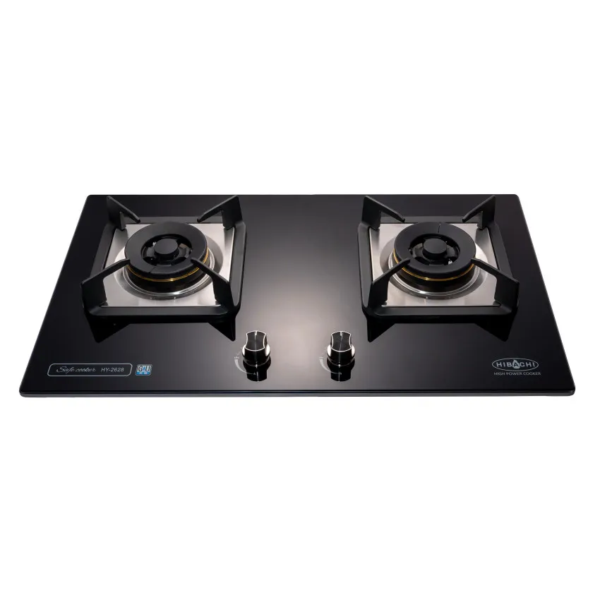氣霸HY-2628 / HY-2628 蓮芯火鋁合金邊框嵌入/座台式雙頭氣體煮食爐